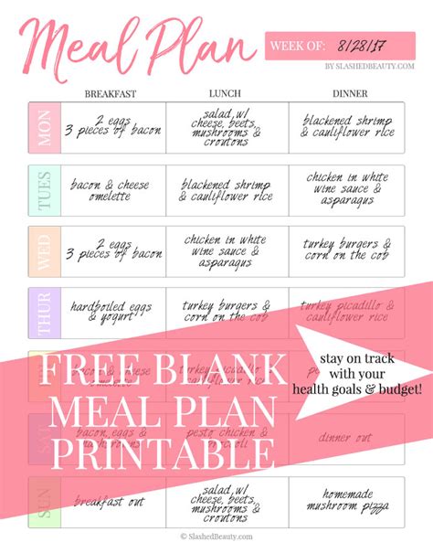 Printable Weekly Meal Plan Template With Grocery List Meal Planning Template, Weekly Meal Plan ...