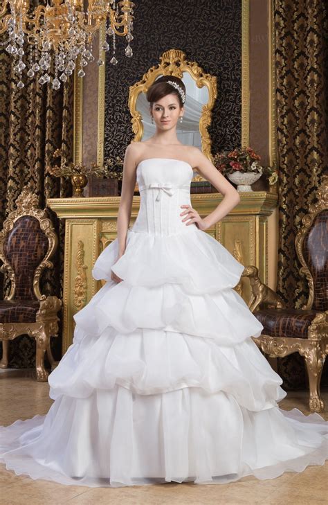 White Allure Bridal Gowns Ball Gown Luxury Full Figure Glamorous Winter Low Back - UWDress.com