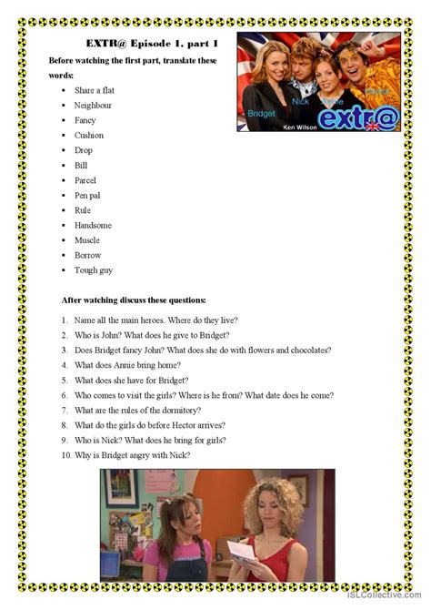 Extra episode 1 part 1 video or movi…: English ESL worksheets pdf & doc