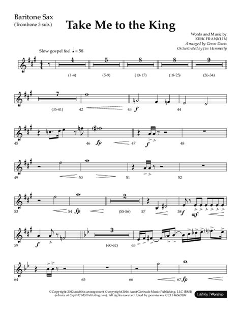 Take Me To The King (Choral Anthem SATB) Bari Sax Sheet Music PDF (Lifeway Choral / Arr. Geron ...