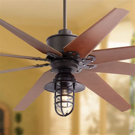 72" Casa Vieja Outdoor Ceiling Fan with Light LED Dimmable Remote English Bronze Cherry Blades ...
