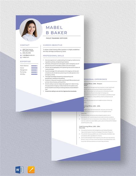 Field Training Officer Resume in Pages, Word - Download | Template.net