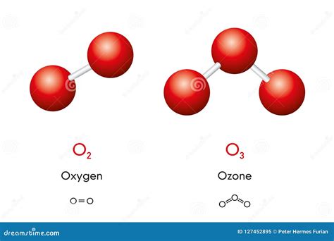 Ozone. Structural Chemical Formula And Molecule Model Of O3 Vector ...