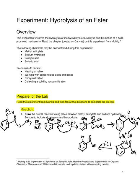 Hydrolysis of an Ester lab - Experiment: Hydrolysis of an Ester Overview This experiment ...