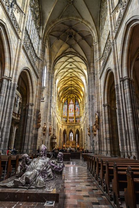 Interior of St. Vitus Cathedral in Prague Editorial Photography - Image ...