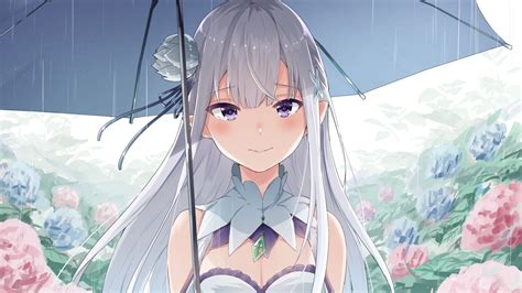 Zero, Rain, Umbrella, Wallpaper - Emilia Re Zero Wallpaper Hd - 1920x1080 Wallpaper - teahub.io