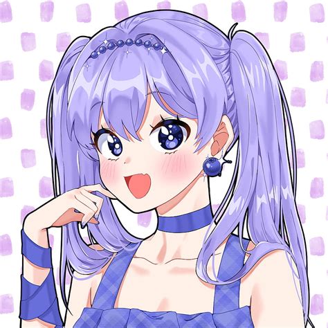 Girl, smile, blueberry, anime, art, purple, HD phone wallpaper | Peakpx