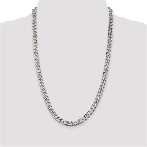 925 Sterling Silver 8mm Curb Chain 28 Inch