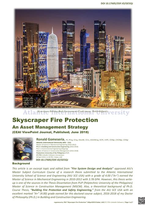 (PDF) "Skyscraper Fire Protection"