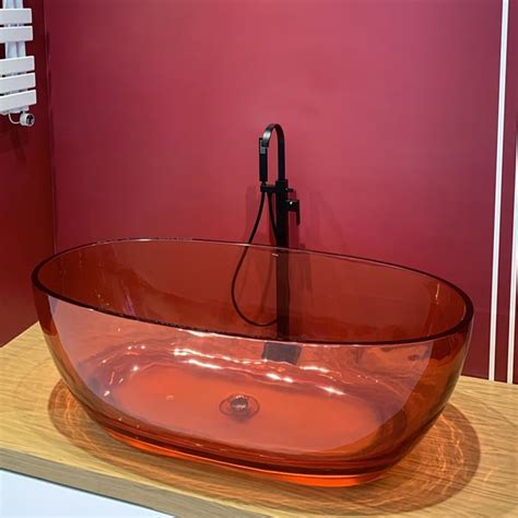 Modern Oval Shape 1700mm Freestanding Crystal Clear Resin Soaking Bath with Waste | Homary UK