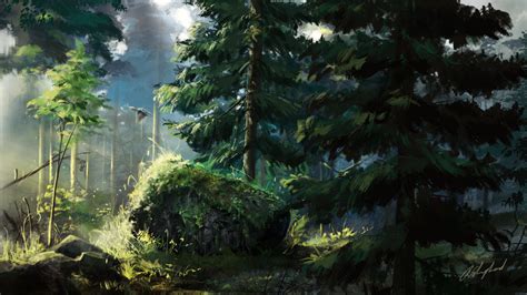 ArtStation - Forest digital painting