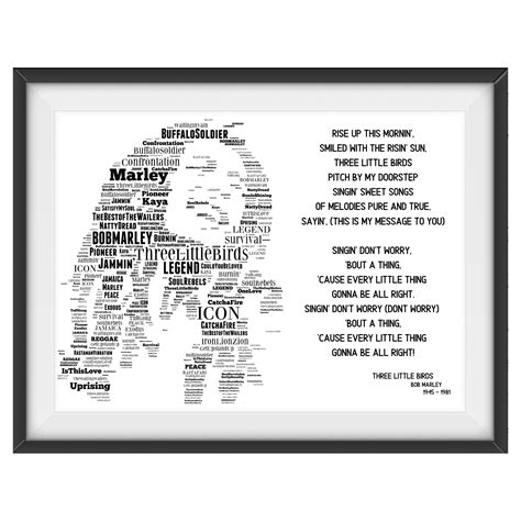 Bob Marley 3 Little Birds Portrait in songs print | Bob marley, Songs ...