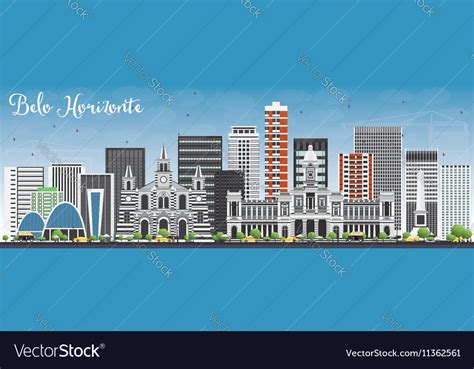 Belo horizonte skyline with gray buildings Vector Image