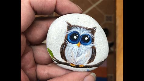 Cute Owl Painted Rock Tutorial - YouTube