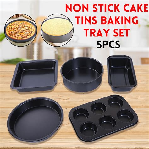 8" Cake Mold Non-stick Round Cake Tins Square Baking Tray Set 6 Even ...