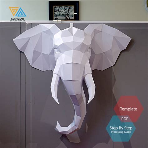 Elephant Paper Model Template elephant Paper Sculpture - Etsy