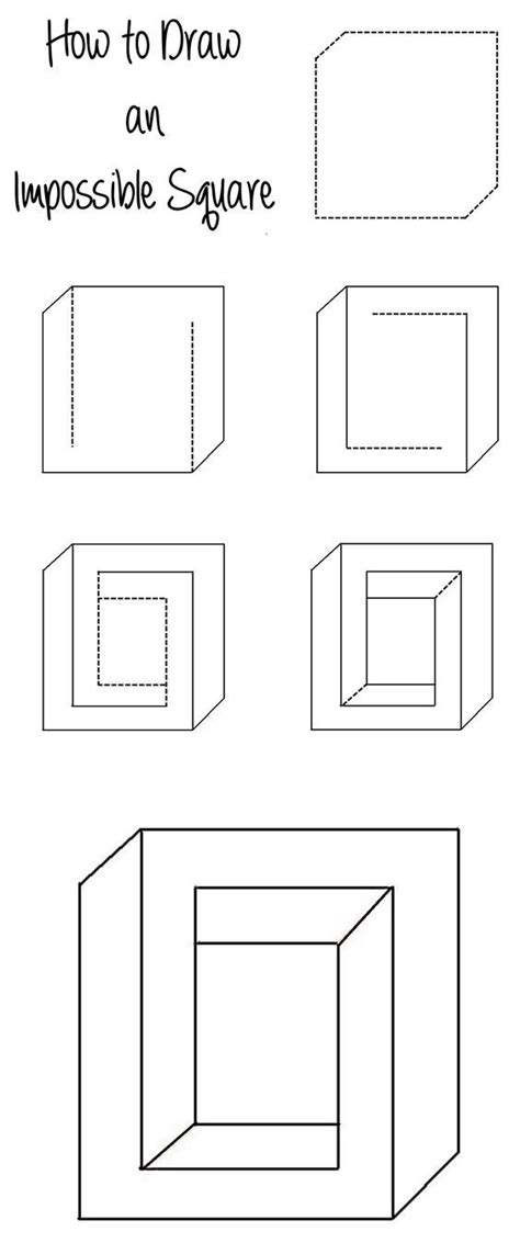 How to Draw an Impossible Square Illusion… | Illusion drawings ...