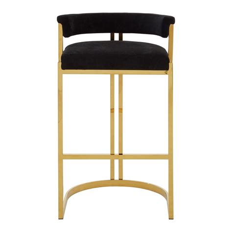 Piermount Black Velvet & Gold Bar Stool - Benches, Bar Stools & Counter ...