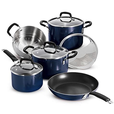 Tramontina Porcelain Enamel Heavy-Gauge Aluminum Nonstick 9-Piece Cookware Set, Made in USA,