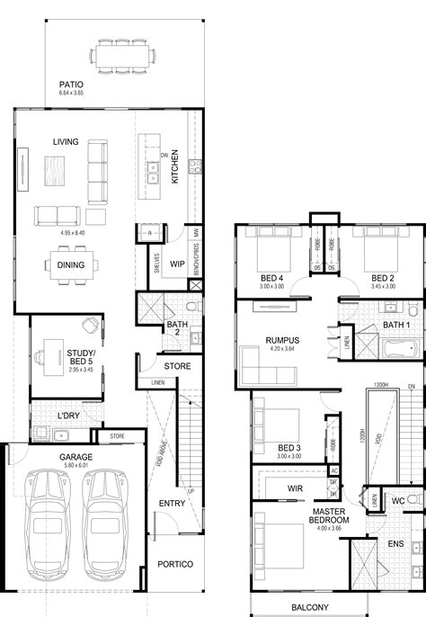 Floor plan | Narrow house plans, Double storey house plans, House plans ...