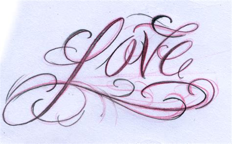 Love Script Tattoo Designs