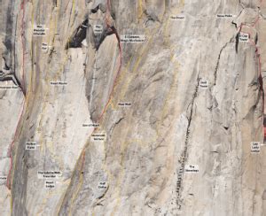 El Capitan Climbing Routes 40" x 60" Hi-Res Print Mounted (local pickup only) | Yosemite Bigwall