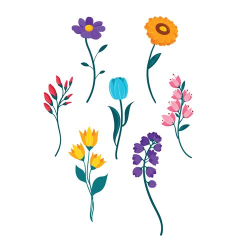 flat vector spring flowers 21220131 Vector Art at Vecteezy