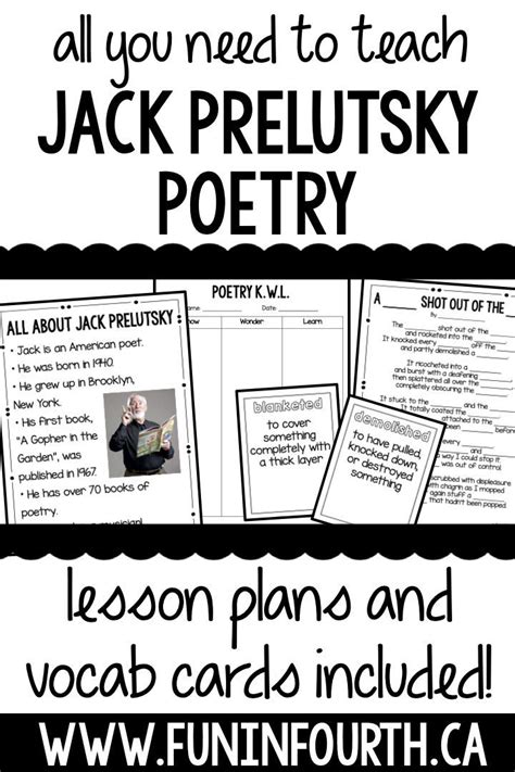 Jack Prelutsky Poetry - Author Study and Poem Writing Activity | Language arts classroom ...