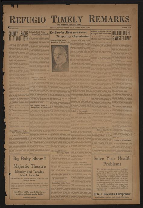 Refugio Timely Remarks and Refugio County News (Refugio, Tex.), Vol. 3, No. 19, Ed. 1 Friday ...