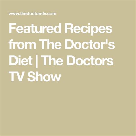 Featured Recipes from The Doctor's Diet | The Doctors TV Show ...