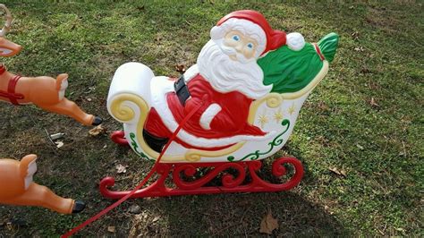 LIGHTED SANTA SLEIGH WITH 8 REINDEER BLOW MOLD OUTDOOR CHRISTMAS YARD DECOR | #1842591086