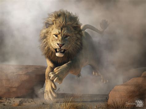 Lion Attack by Daniel Eskridge - TurningArt