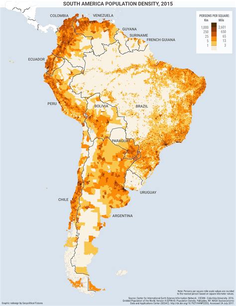 South America population density in 2015 : r/MapPorn