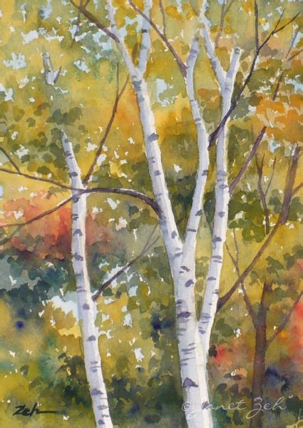 Zeh Original Art Blog Watercolor and Oil Paintings: Paper Birch Trees Watercolor Painting