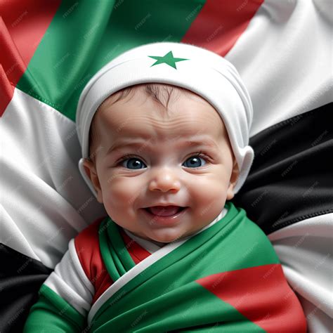 Premium AI Image | Realistic Cute Palestine KidsInfantPalestine Flag