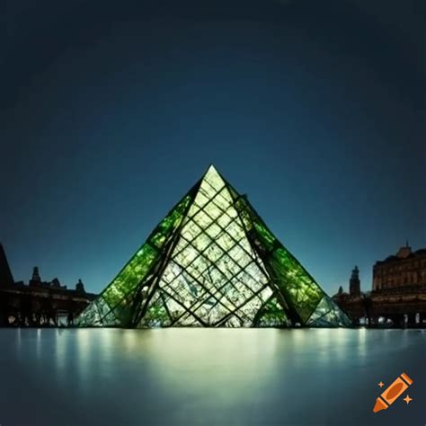 Green architecture of louvre pyramid on Craiyon