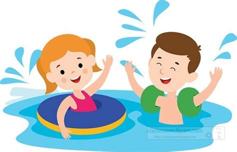 Water Sports Clipart-kids enjoying playing inside pool clipart