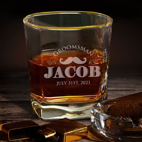 Personalized Gold Rim Whiskey Glass Etched Whiskey Glasses - Etsy