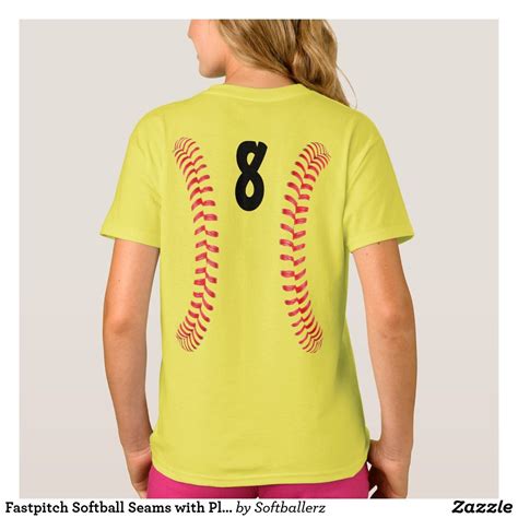 Fastpitch Softball Seams with Player Jersey Number T-Shirt | Zazzle | Softball shirt designs ...