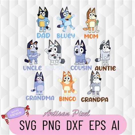 Bluey Friends Svg, Custom Bluey Family Svg, Family Birthday - Inspire ...