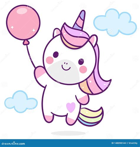 Illustrator of Cute Unicorn Vector Holding Balloon Stock Vector - Illustration of celebration ...