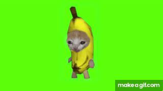 Banana Cat Running | Green Screen on Make a GIF