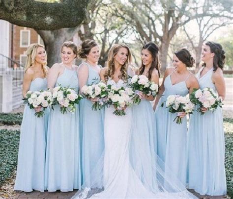 Light Blue and Blush Wedding Colors 2023, Light Blue Bridesmaid Dresses, Blush Weddinng Bouquets ...