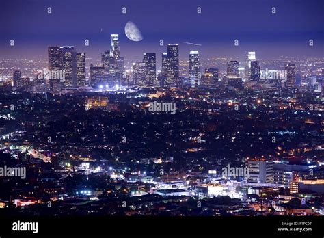 Downtown Los Angeles at Night. Los Angeles, California, U.S.A. How ...