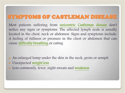 PPT - Castleman Disease : Symptoms, causes, diagnosis and treatment PowerPoint Presentation - ID ...