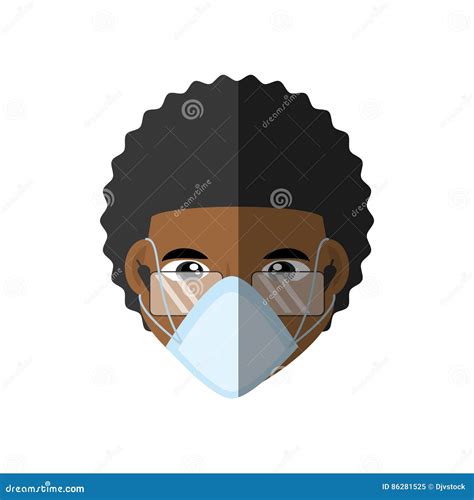 Face Doctor Afro Curly Hair Mask Medical Stock Illustration ...