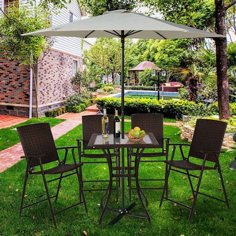 28.5 Inch Outdoor Patio Square Glass Top Table With Rattan Edging | SHEIN USA