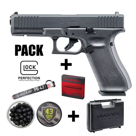 GLOCK 17 T4E PISTOL PACK BLACK CAL 0.43 + RUBBER AND PEPPER BALLS ...