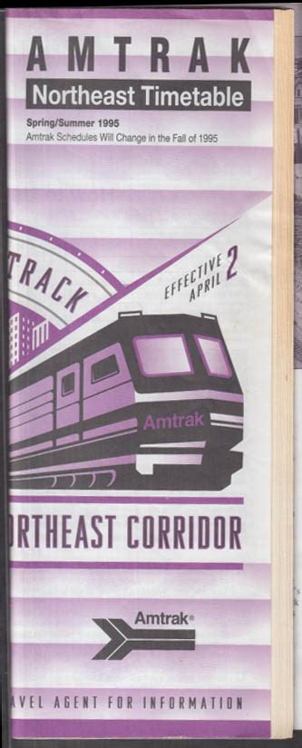 Amtrak Railroad Northeast Timetable Spring / Summer 1994