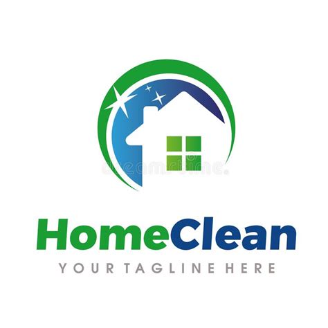 house cleaning logo design with green and blue colors royalty illustration